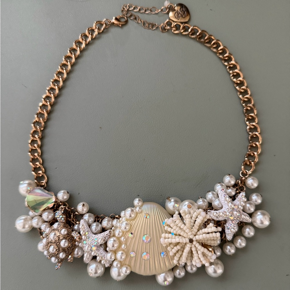 Betsey Johnson Gold and Pearl Seashell Necklace